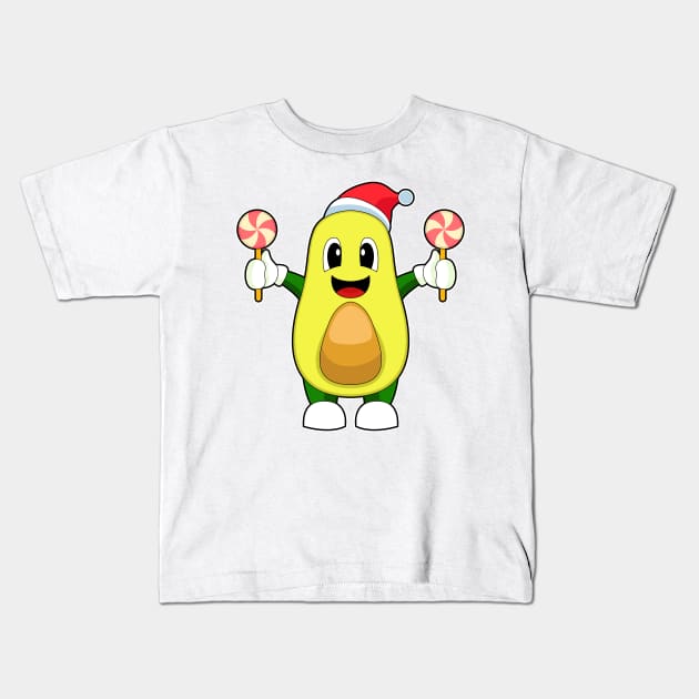 Avocado Christmas Lollipop Kids T-Shirt by Markus Schnabel